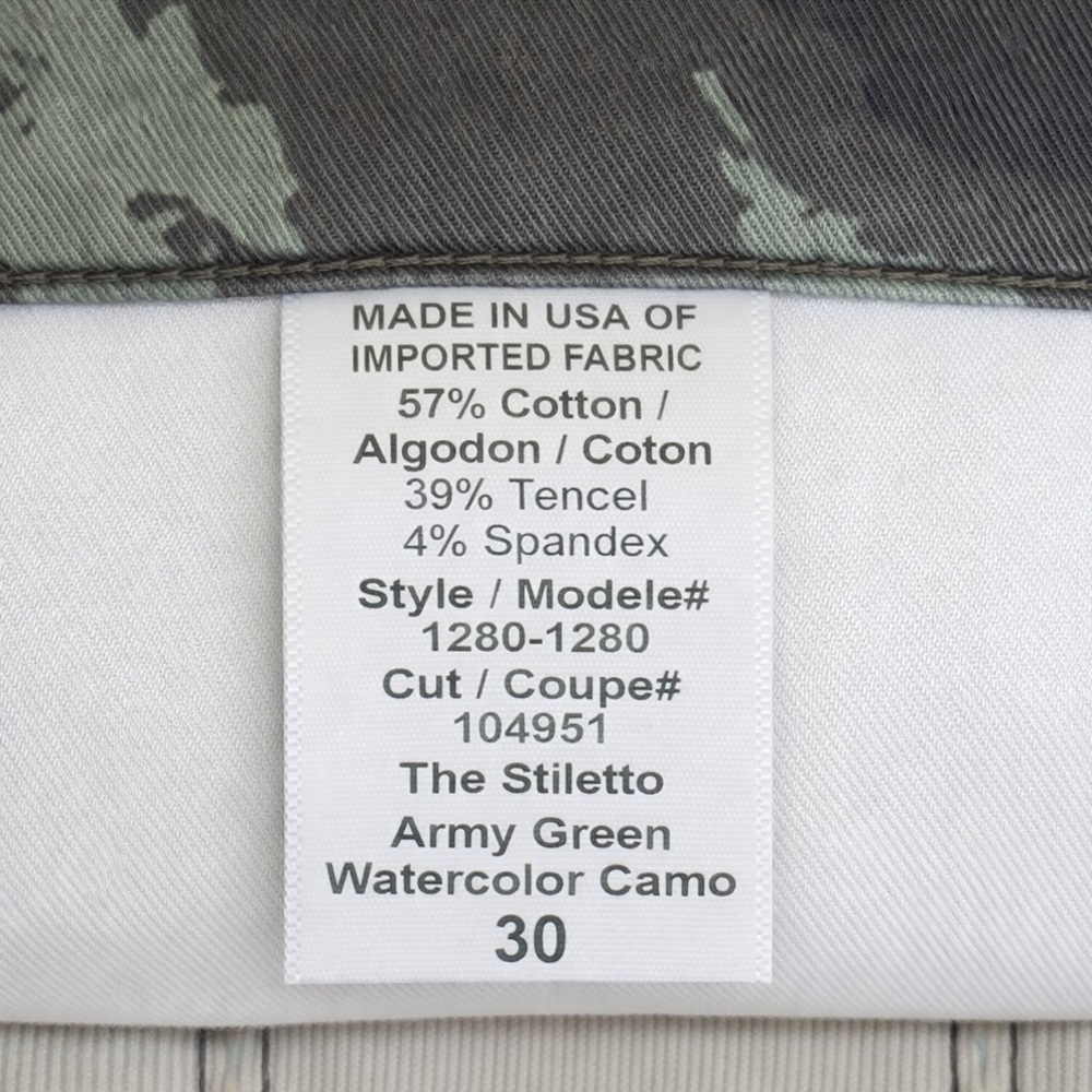 CURRENT/ELLIOTT Stiletto Skinny Jeans Army Green Watercolor Camo Size 30 Cropped - Picture 5 of 10